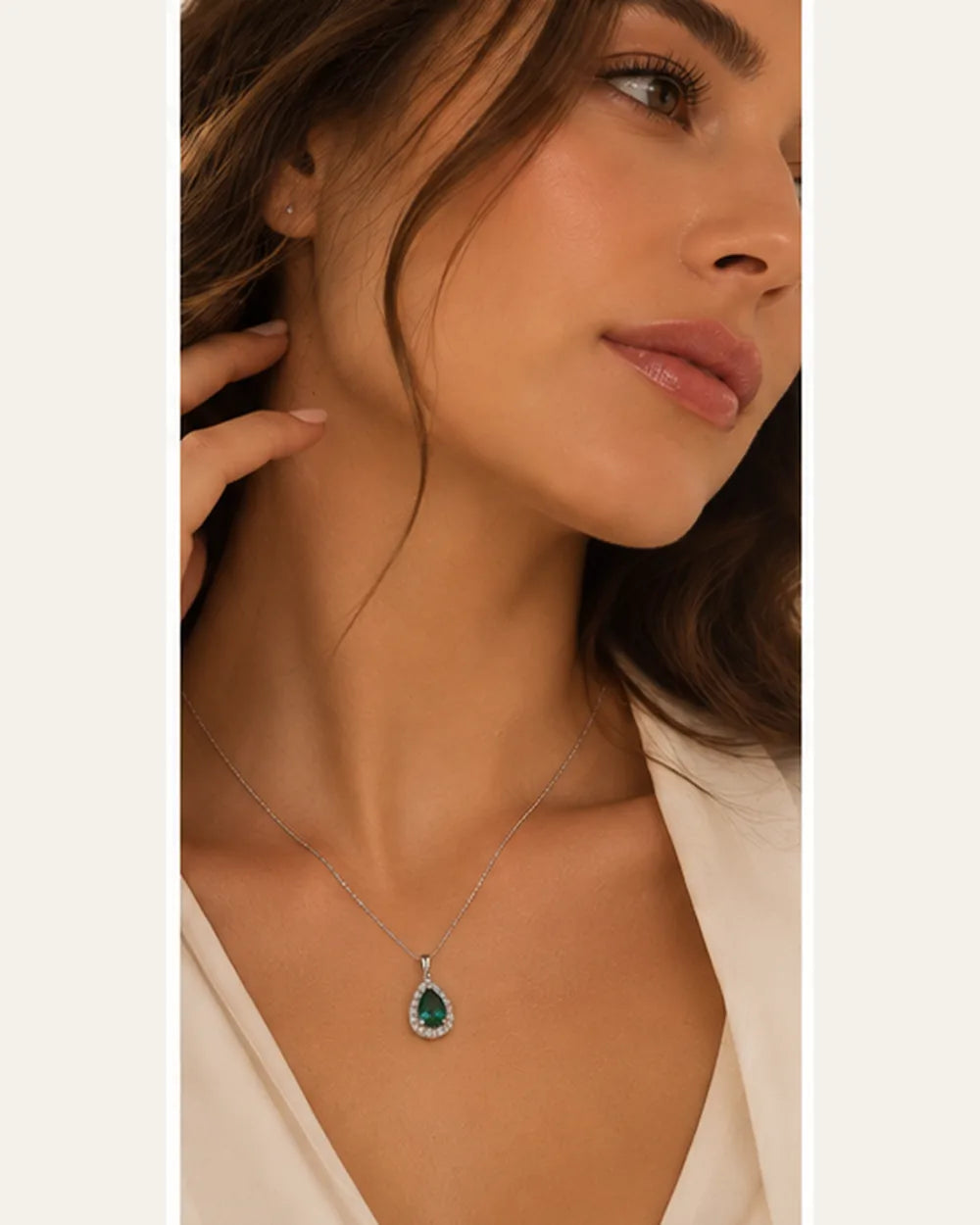 Colar Gota Turmalina com Zircônias em Prata 925 - lifestyle