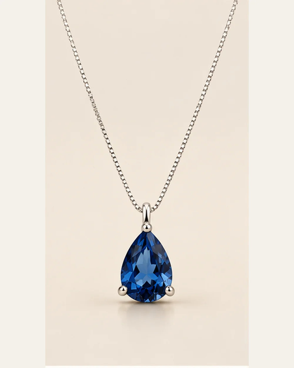 Colar Gota Cravejada com Zircônia Azul em Prata 925 – 45cm - foto principal clean