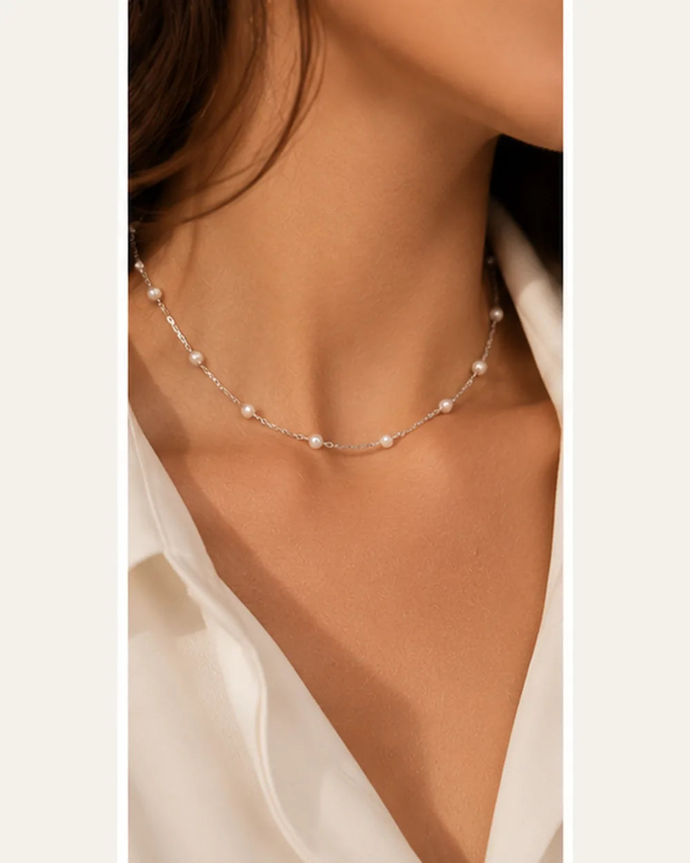 Colar Pérolas Murano 3mm em Prata 925 - lifestyle