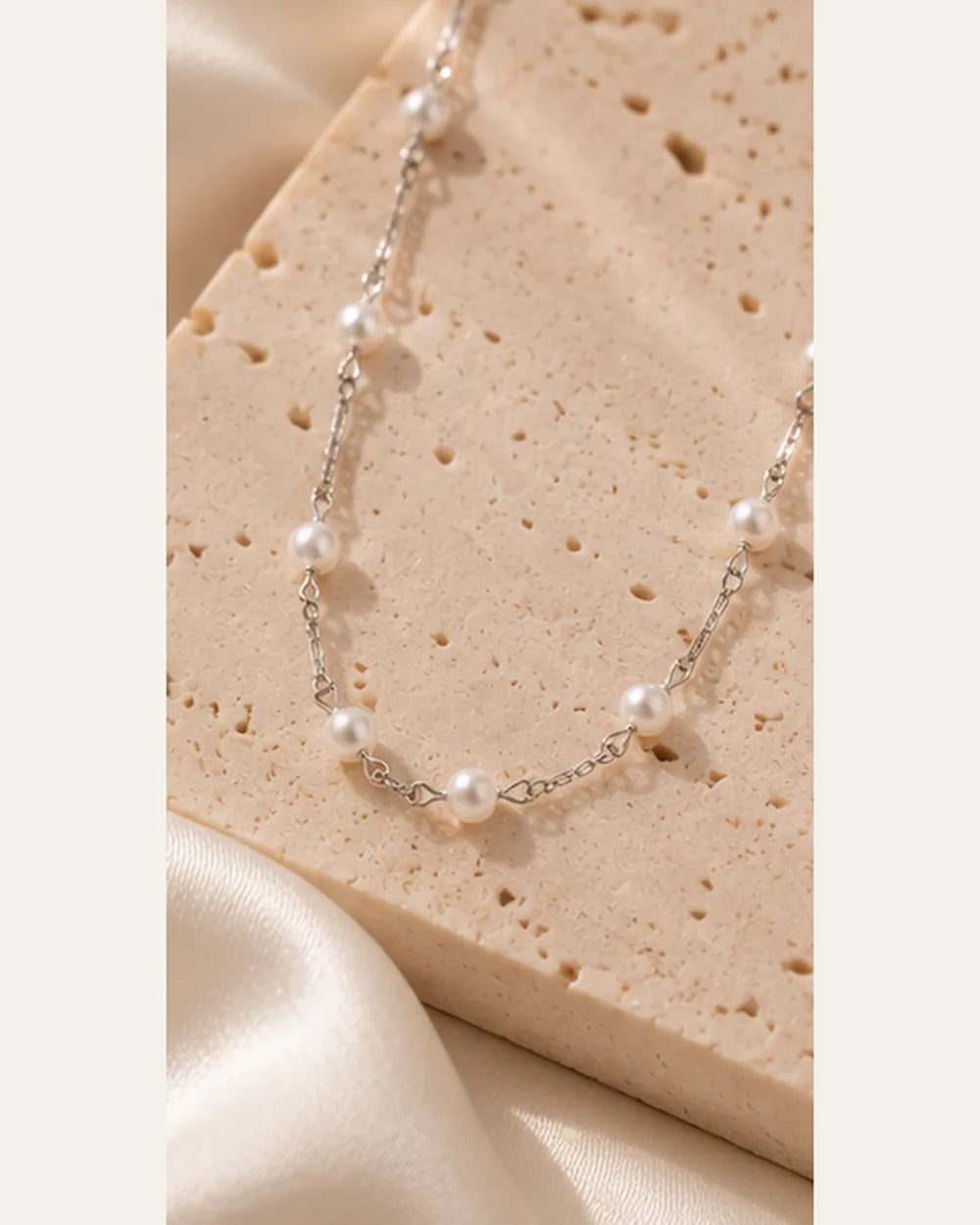 Colar Pérolas Murano 3mm em Prata 925 - editorial PRATA PLEASE