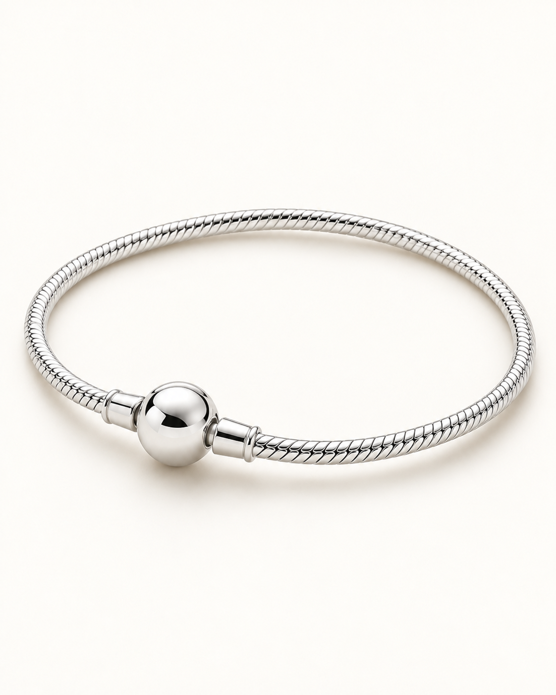 Pulseira para Berloques Bola em Prata 925 2mm - segundo ângulo