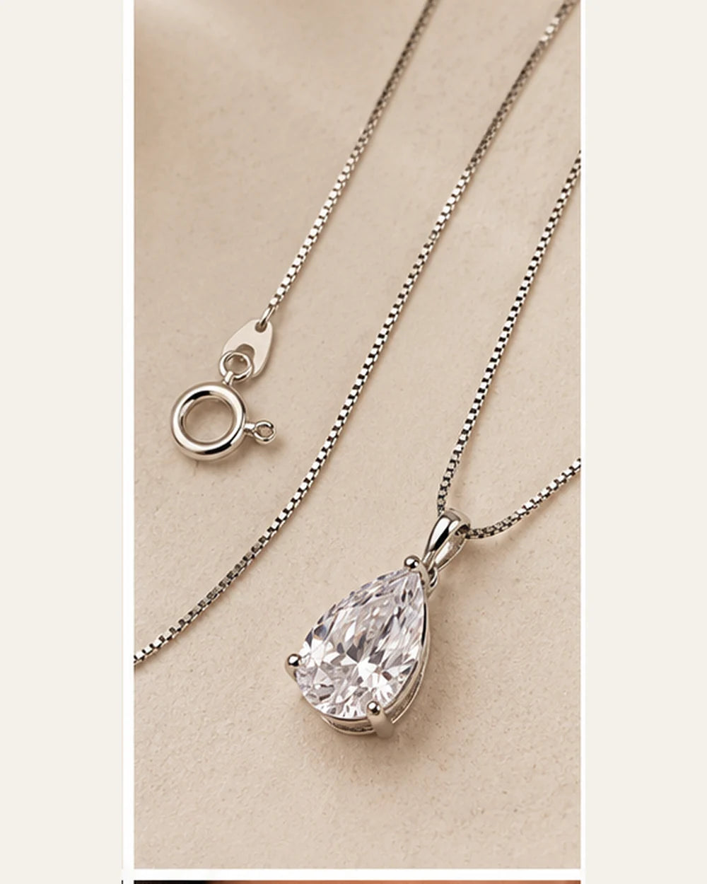 Colar Gota com Zircônia 12mm em Prata 925 – 45cm - segundo ângulo