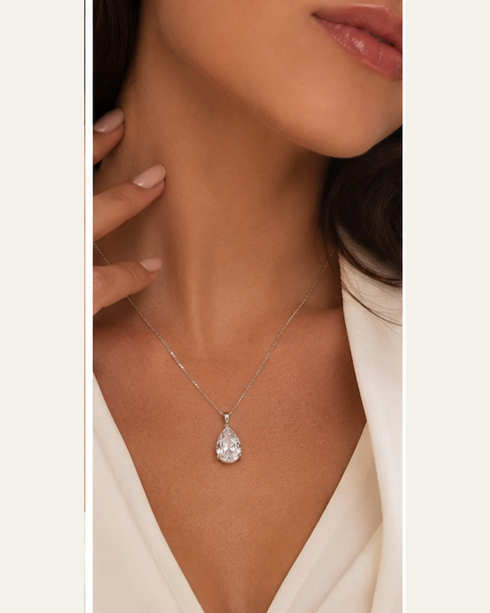 Colar Gota com Zircônia 12mm em Prata 925 – 45cm - lifestyle
