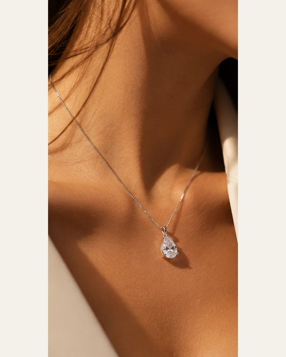 Colar Gota com Zircônia 12mm em Prata 925 – 45cm - editorial PRATA PLEASE