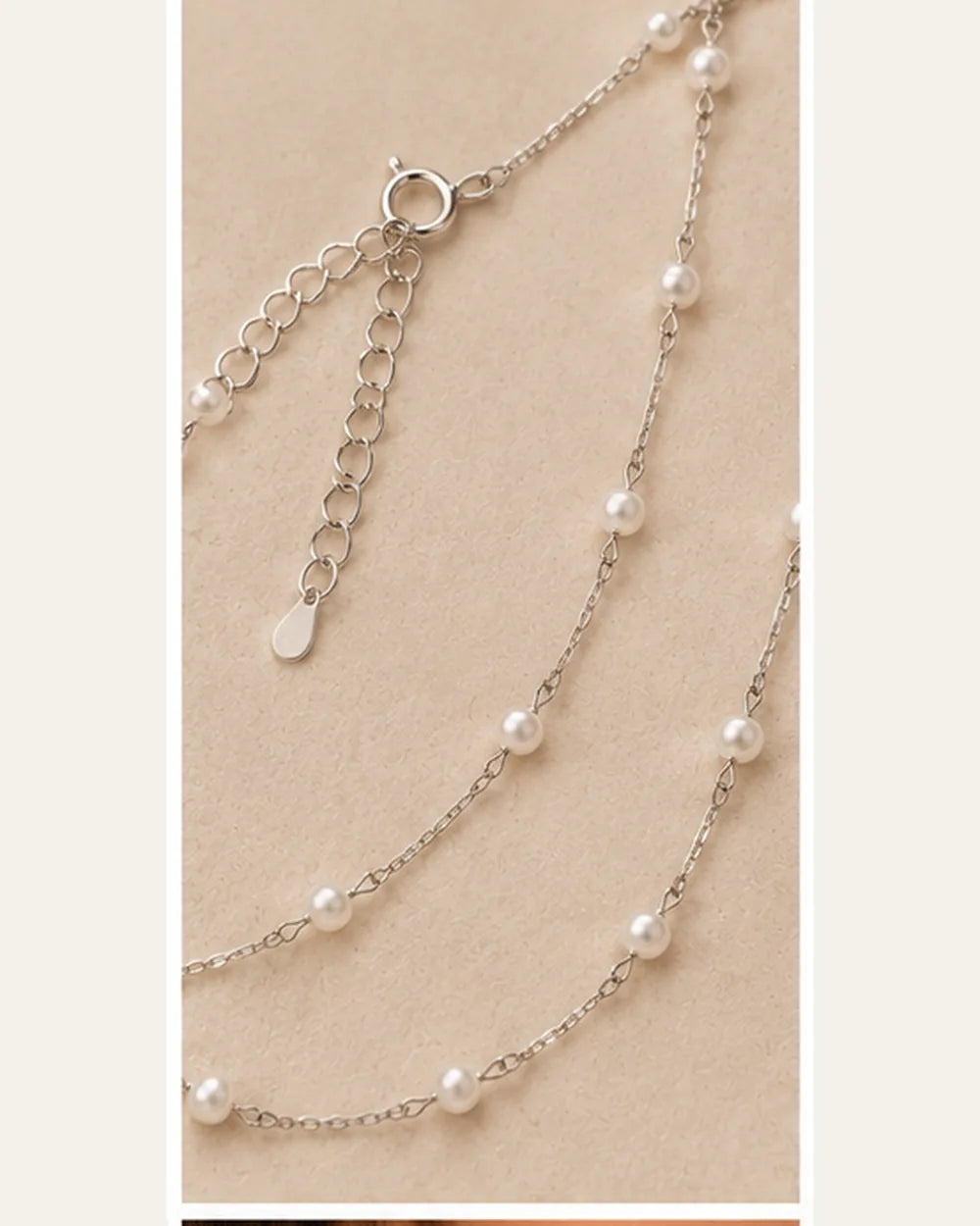 Colar Pérolas Murano 3mm em Prata 925 - segundo ângulo