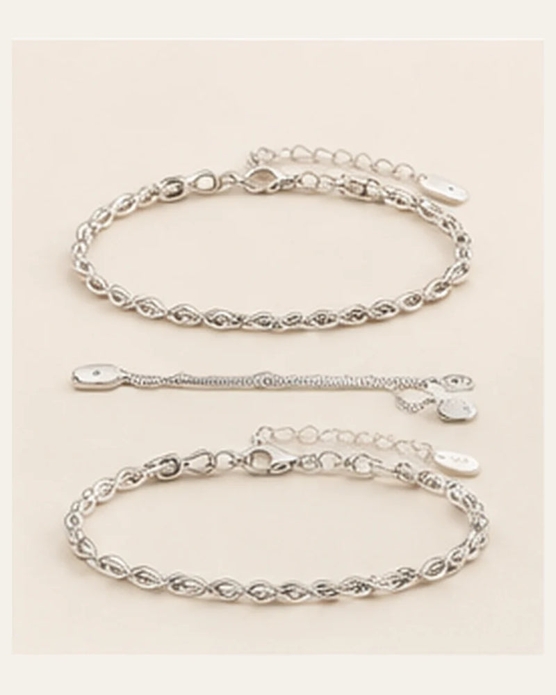 Kit 3 Pulseiras Folheadas a Prata – Fio Liso, Corrente e Bolinha — foto principal reenquadrada