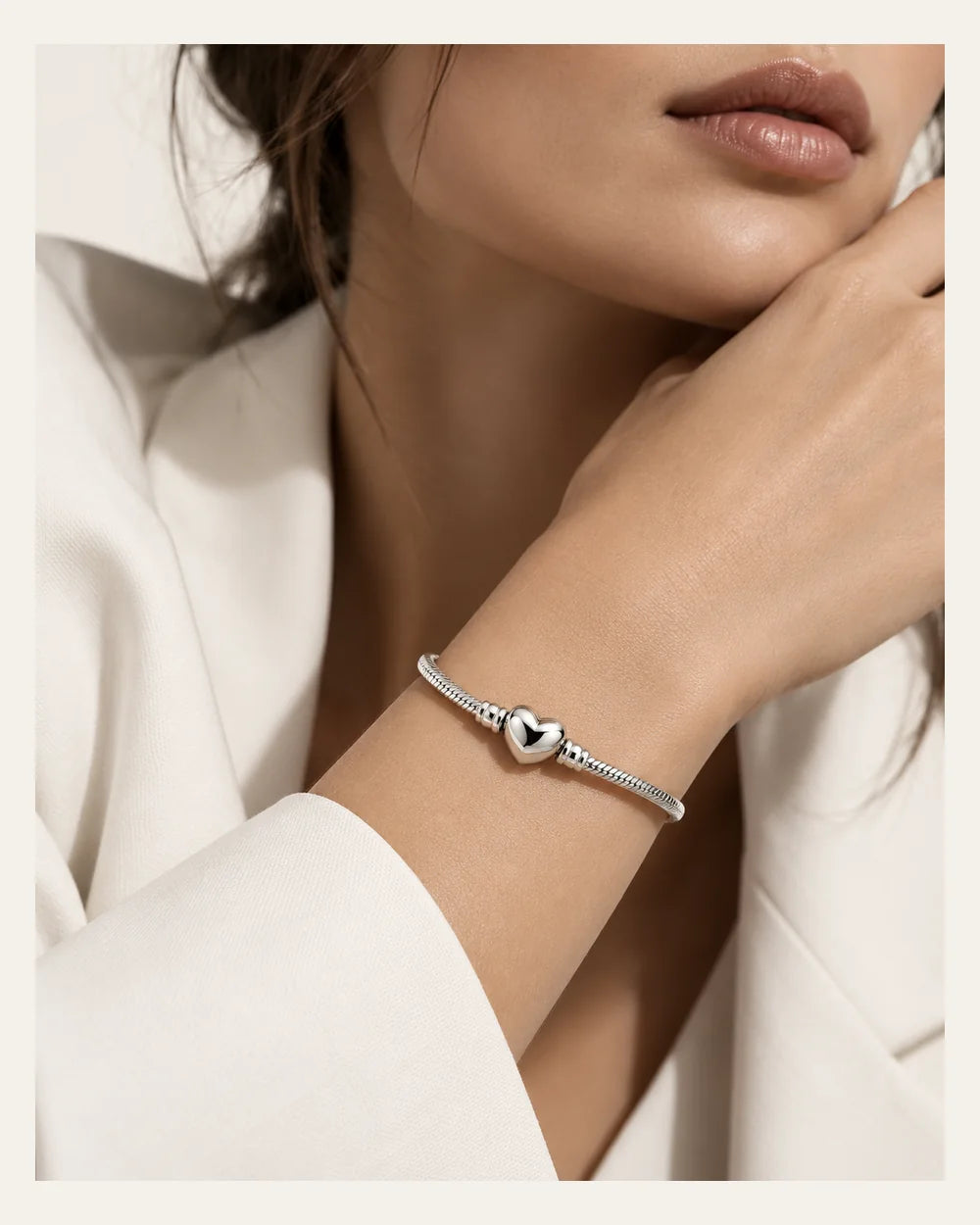 Pulseira para Berloques Coração em Prata 925 – 2mm - lifestyle